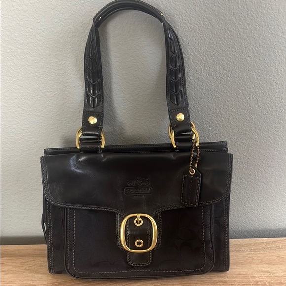 Coach Handbags - Coach Black Shoulder Bag with Gold Hardware